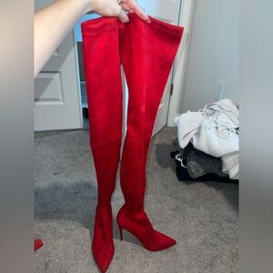 Red Over-the-Knee Women's Boots